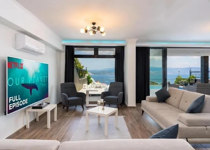 Вилла Paradise Bodrum, 14 Personnes, Vue Mer, Piscine, Privee, Sauna, A Vapeur, Ascenseur